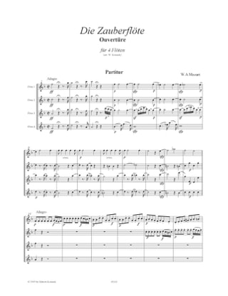 Die Zauberflöte, Ouverture - 4 Flûtes - MOZART - Partition