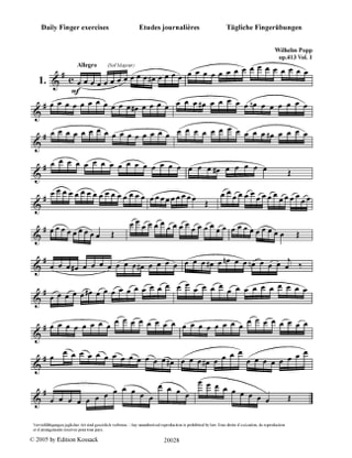 Tägliche Fingerübungen Op. 413 Bd. 1 - Flöte - Wilhelm Popp