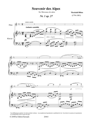 Souvenir des Alpes Volume 1 - Theobald Boehm - Partition