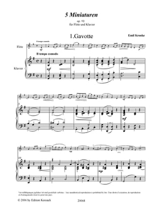 5 Miniatures Op.92 - Emil Kronke - Partition - Flûte traversière