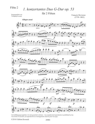 Duo Concertant en Sol Maj. Op.53 N°1 - DEVIENNE - Partition