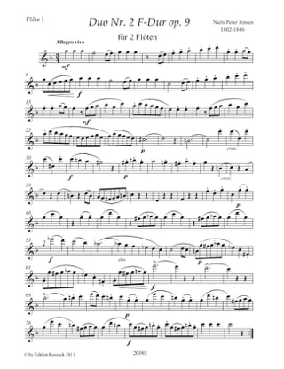 Duo Pour Flûtes Op.9 N°2 en Fa Majeur - Niels Peter Jensen - Partition