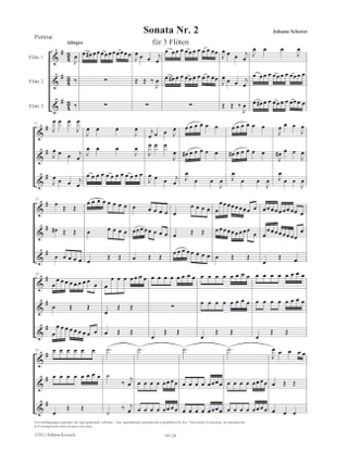 Sonate N°2 en Mi Mineur Pour 3 Flûtes - Johann Scherer - Partition