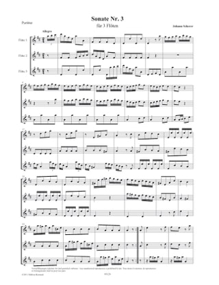 Sonate N°3 en Ré Majeur Pour 3 Flûtes - Johann Scherer - Partition