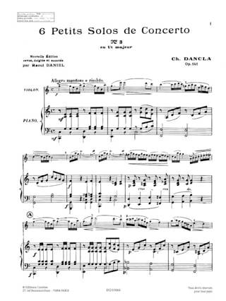 Petit solo de concerto op. 141 n° 3 en Ut Majeur - DANCLA - Partition