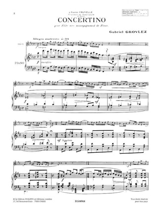 Concertino - Flûte - Gabriel Grovlez - Partition - Flûte traversière
