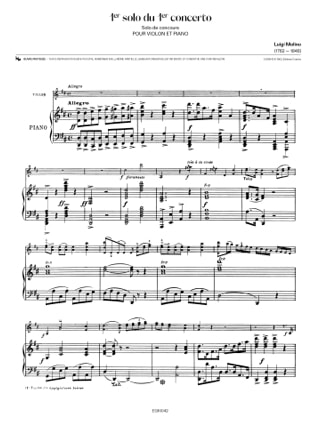 1er Solo du Concerto n° 1 - Luigi Molino - Partition - Violon