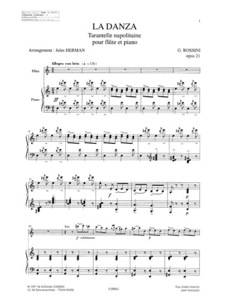 La Danza Op.21 - ROSSINI - Partition - Flûte traversière