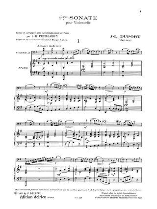 Sonate n° 1 - Jean Louis Duport - Partition - Violoncelle