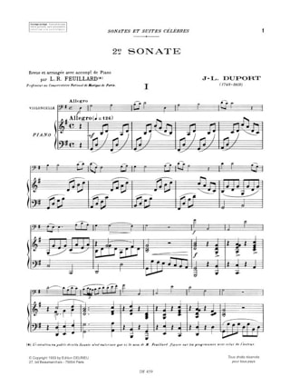 Sonate n° 2 - Jean Louis Duport - Partition - Violoncelle