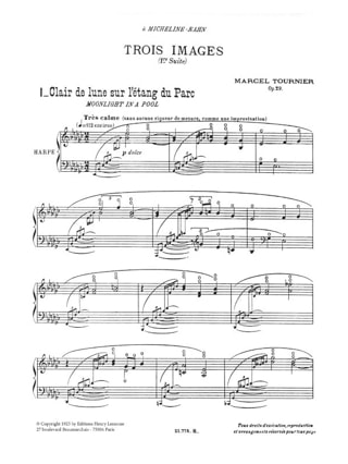 Images : Suite N° 1, Opus 29 - Marcel Tournier - Partition - Harpe
