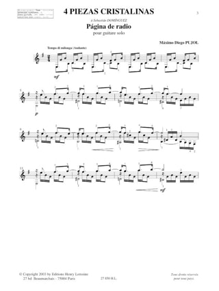 4 Piezas cristalinas - Maximo Diego Pujol - Partition - Guitare