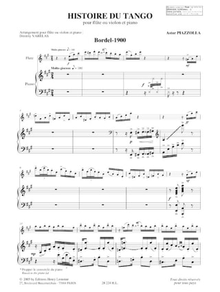 Histoire du Tango - Astor Piazzolla - Partition - Flûte traversière