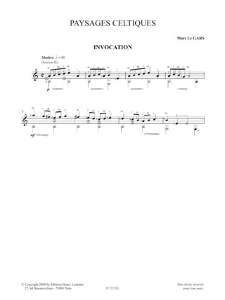 Paysages Celtiques pour Guitare Volume 2 - Marc Le Gars - Partition