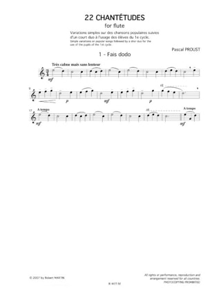 22 Chantétudes - Pascal Proust - Partition - Flûte traversière