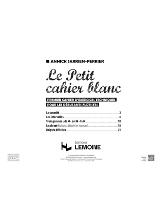 Le Petit Cahier Blanc - Annick Sarrien-Perrier - Partition
