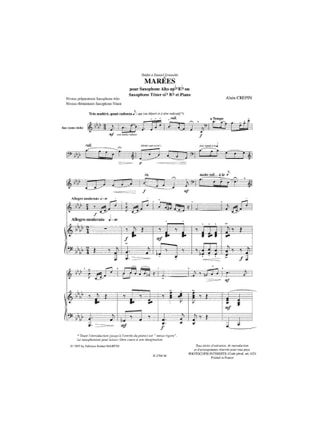 Marées - Alain Crepin - Partition - Saxophone