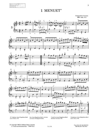 Petit Livre D'Anna Magdalena Bach - BACH - Partition - Piano