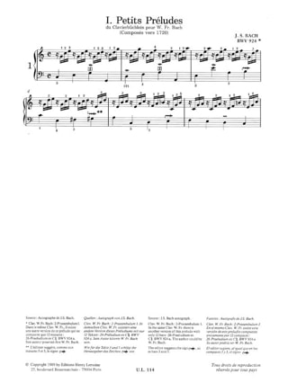 Petits Préludes et Fugues - BACH - Partition - Piano