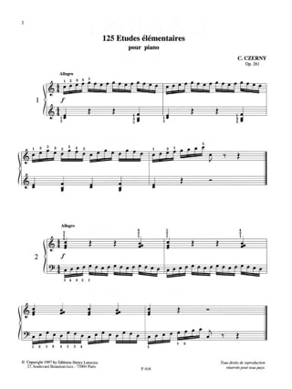 125 Etudes Elémentaires Opus 261 - CZERNY - Partition - Piano