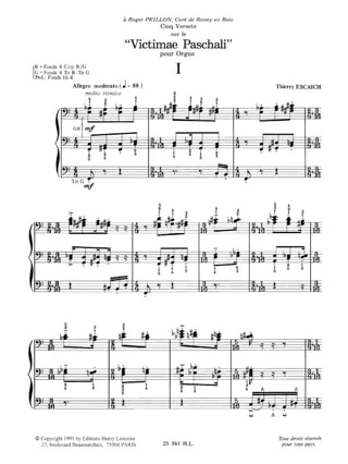 5 Versets Sur Victimae Paschali - Thierry Escaich - Partition - Orgue