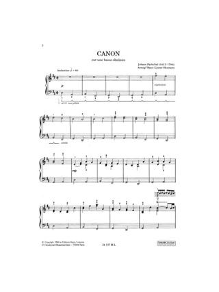 Canon sur une Basse Obstinée - PACHELBEL - Partition - Piano