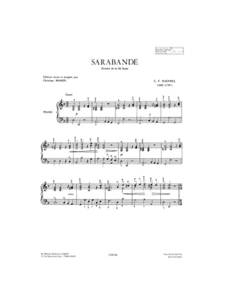Sarabande Extraite de la 11ème Suite HWV 437 - HAENDEL - Partition
