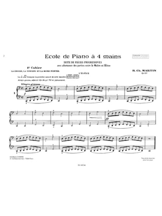 Ecole Du Piano A 4 Mains Volume 1 Opus 127 - Robert-Charles Martin