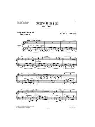 Rêverie - DEBUSSY - Partition - Piano