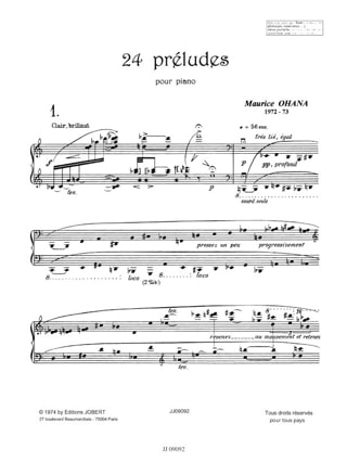 24 Préludes - Maurice Ohana - Partition - Piano
