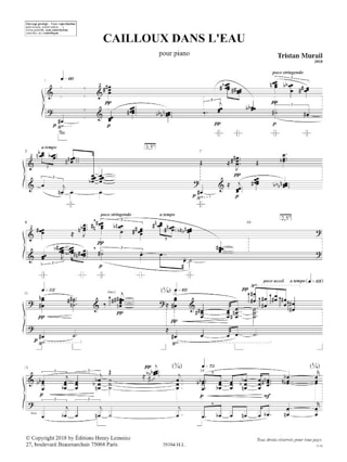 Cailloux dans l'eau - Tristan Murail - Partition - Piano