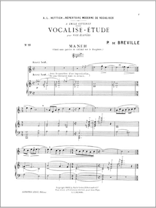 Vocalise Etude N°11 - Pierre de Bréville - Partition - Mélodies
