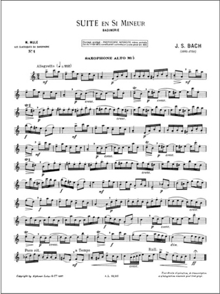 Suite En Si Mineur Badinerie - BACH - Partition - Saxophone