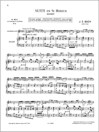 Suite En Si Mineur Badinerie - BACH - Partition - Saxophone