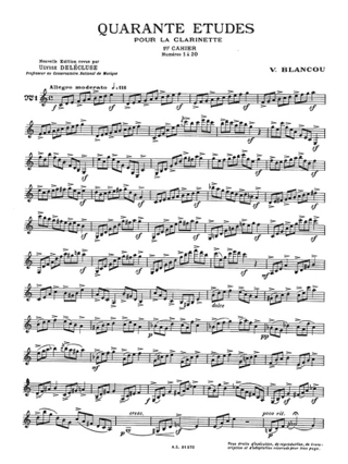 40 Etudes - Volume 1 n° 1 à 20 - V. Blancou - Partition - Clarinette