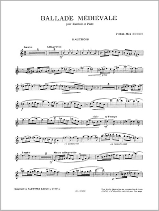 Ballade médiévale - Pierre-Max Dubois - Partition - Hautbois
