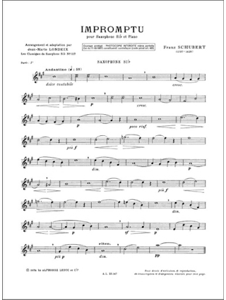 Impromptu - SCHUBERT - Partition - Saxophone