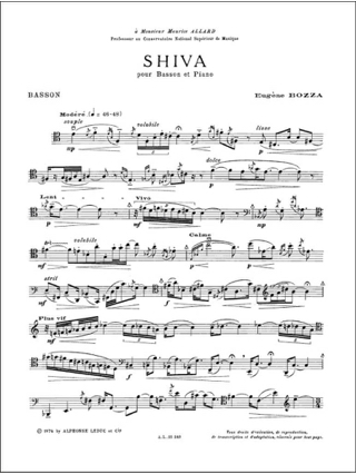 Shiva - Eugène Bozza - Partition - Basson