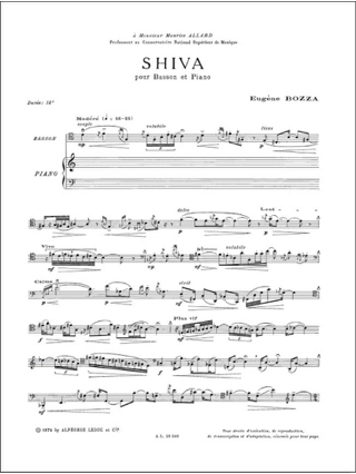Shiva - Eugène Bozza - Partition - Basson