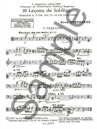 20 Lecons de solfège - 5 clés sans acc. - René Berthelot