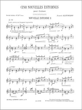 5 Nouvelles Estudines - Francis Kleynjans - Partition - Guitare