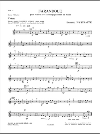 Farandole - Bernard Wystraete - Partition - Violon