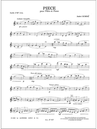 Pièce - Flûte et piano - Andreï Echpaï - Partition - Flûte traversière