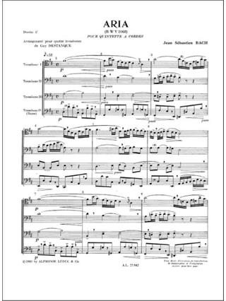 Aria Bwv 1068 - BACH - Partition - Trombone