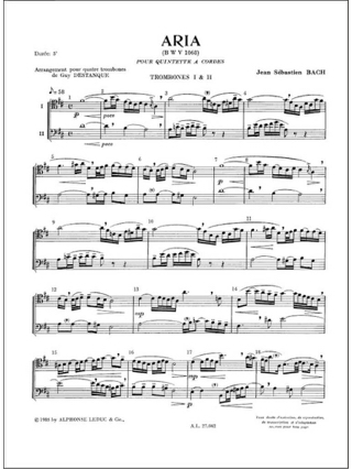 Aria Bwv 1068 - BACH - Partition - Trombone