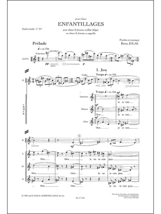 Enfantillages - Betsy Jolas - Partition - Chœur