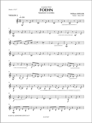 Foehn - Conducteur + Parties - William Sheller - Partition - Quatuors