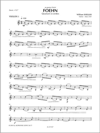 Foehn - Conducteur + Parties - William Sheller - Partition - Quatuors