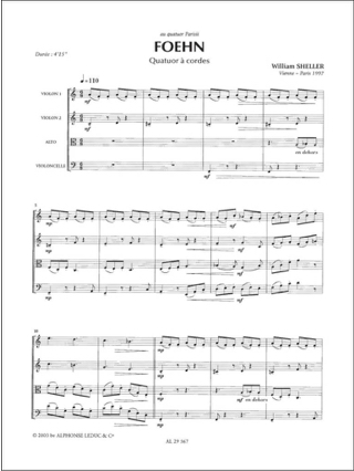 Foehn - Conducteur + Parties - William Sheller - Partition - Quatuors