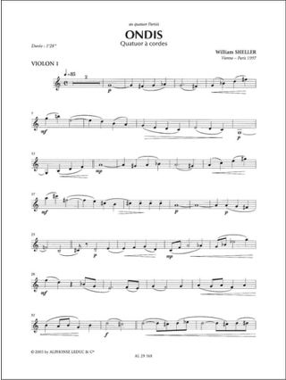 Ondis - Conducteur + Parties - William Sheller - Partition - Quatuors